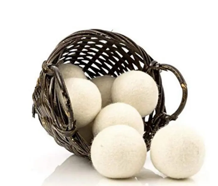 Bolas de secado de lana de suministro de fábrica al por mayor, paquete de 6 bolas suaves de fieltro de secado de lana 100% reutilizables para lavar