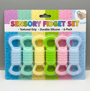 Custom Package 6 Pcs Soft Silicone Squishy Sensory Stretchable Fingertip Spring Fidget <b>Toy</b> Set <b>for</b> Kids <b>Adults</b> - Product Image 1