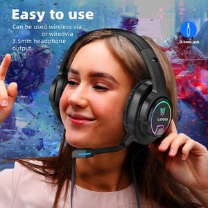 Casque de jeu sans fil 2.4G, écouteurs de Gaming illuminés rvb, avec Microphone détachable, pour PC NS et PS5 <span class=keywords><strong>PlayStation</strong></span> - Product Image 5