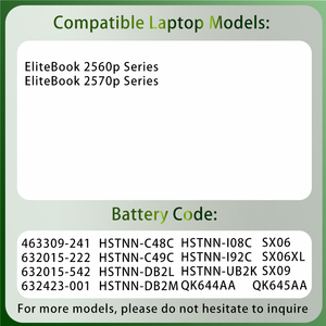 <span class=keywords><strong>Batterie</strong></span> d'ordinateur portable pas chère 2560P SX06 SX06XL SX09 pour <span class=keywords><strong>HP</strong></span> EliteBook 2560P 2570P Series - Product Image 2