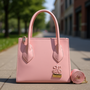 Bolso de Mano Vintage Rosa para Mujer Fana Jena con Cierre de Cremallera, Dos Correas, Decoración de Letras, Logotipo Personalizado, Material de Cuero, Cruzado - Product Image 2