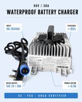 Chargeur LNLEE 109.2V 96V 30A pour batterie NMC 26S, prise UKCA FCC Type G, charge rapide haute puissance pour tricycle électrique, moto