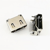 Connecteur HDMI plaqué or horizontal à 90 degrés pour carte mère, prise femelle 19 broches à quatre pieds, double rangée de broches, L=11,3 mm