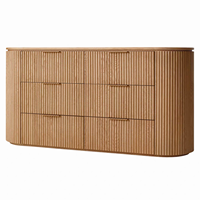 Commode à six tiroirs en bois de mahogany massif de style américain RH Byron, meuble de rangement minimaliste pour chambre à coucher, anti-basculement, à placer près du lit