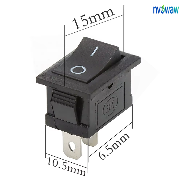 Guozhi 10*15mm Kcd1 Boat Rocker Switch Black Rocker Switch 250v KCD1 2 PIN 2 Position Rocker Switch