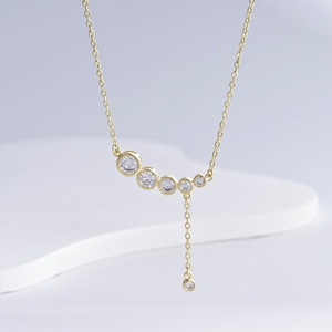 custom plata 925 sterling silver round zircon pendant <b>necklace</b> Minimalist 14k gold plated butterfly charm <b>necklaces</b> for women - Product Image 1