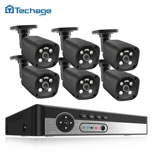 Techage 4k HD Poe CCTV Camera 8Ch 8mp IP Poe Surveillance Camera System IP66 CCTV With 6pcs Cameras