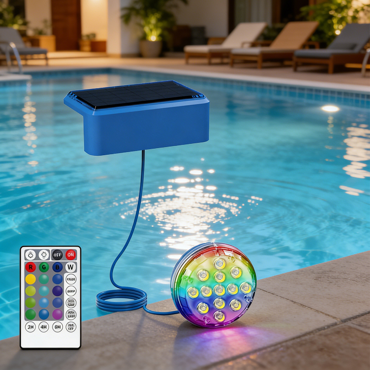 Floating Plastic Pool Lights Solar Powered Underwater LED Swimming Pool Light IP68 Waterproof RGB Submersible Remote Control