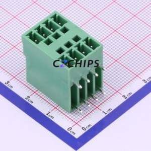 DB2ERH-3.81-2*4P-GN Plug-in Terminal Block Bent Lead Through Hole,P=3.81mm Board-to-Board / Socket - Closed 2x4P 3.81mm Green - Product Image 1