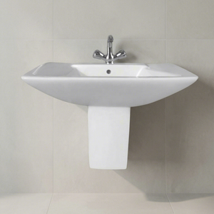 Art Ceramic Sanitary Ware Lavabo Half Pedestal Sink Wash Basin Eco Friendly For Mall Villa Use - Product Image 4
