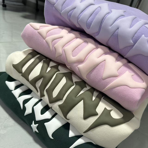 Sudadera con Capucha Oversize Personalizada OEM con Estampado 3D Puff, de Gran Gramaje, Unisex, Holgada, para Hombre, Estilo Urbano Liso - Product Image 1