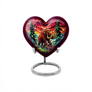 Urna para adultos de cremación de corazón de mamut más vendida para cenizas de papá con soporte y bolsa de terciopelo gratis - Product Image 1