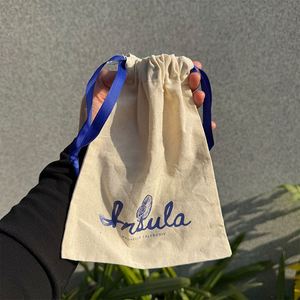 Promotional Reusable Organic Cotton Canvas Biodegradable <b>Drawstring</b> Bag Custom Small Craft <b>Pouch</b> with Stickers - Product Image 2