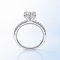 Bague en or 9K 10K 14K 18K pour femme, avec diamant de laboratoire rond brillant 1 carat D VVS1, sertie de quatre griffes et demi-pavé sur le côté, bijou de mode glamour