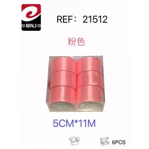 MNJ Pink Gift Ribbon 5Cm X 11M 6Pcs For Decoration - Product Image 1