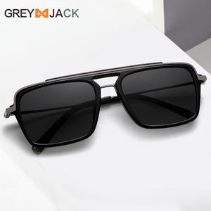 Lunettes de soleil surdimensionnées unisexes Grey Jack, monture en métal TR, verres TAC, protection UV400, type 3, pare-soleil noir - Product Image 1