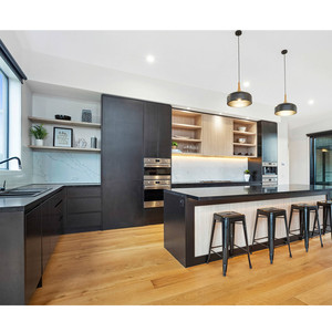 Sẵn sàng để lắp ráp các hòn đảo mô-đun handless Laminate HPL tủ bếp với bàn - Product Image 3