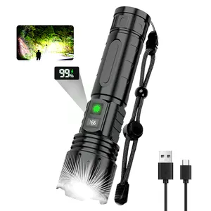 Lampes de poche tactiques rechargeables USB étanches 3000 lumens élevés XHP50 lampe de poche lampe de poche LED portable la plus puissante en plein air