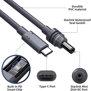 Cavo di Estensione Impermeabile TRANGJAN USB Type-C DC 5521 per Starlink, Fibra Ottica Satellitare PD 15M/20M/30M <span class=keywords><strong>CAT.5E</strong></span> - Product Image 2