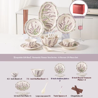 Nouvel Arrivage – Service de Table en Céramique Sous Glaçure Violet Rêve, Motif Végétal, Compatible Micro-ondes, Vaisselle Française Vintage