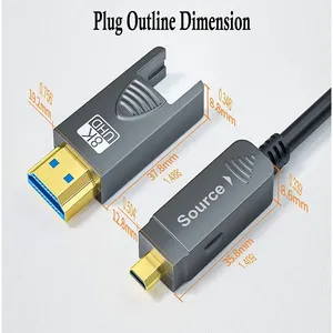 UNIEAN Venta al por mayor 10M 60M de largo AOC 2,1 Desmontable Micro UHD a UHD 60Hz <span class=keywords><strong>Cable</strong></span> de vídeo de fibra óptica 8K 4K UHD <span class=keywords><strong>Cable</strong></span> para <span class=keywords><strong>TV</strong></span> - Product Image 3