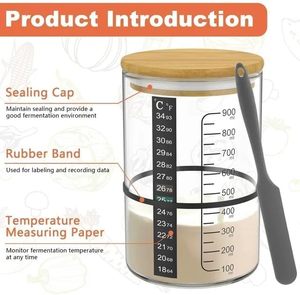 Modern 50oz Sourdough Starter Kit with Cookbook Glass <b>Jar</b> for Party Kitchen Bread Baking Supplies & Food Storage - Product Image 4