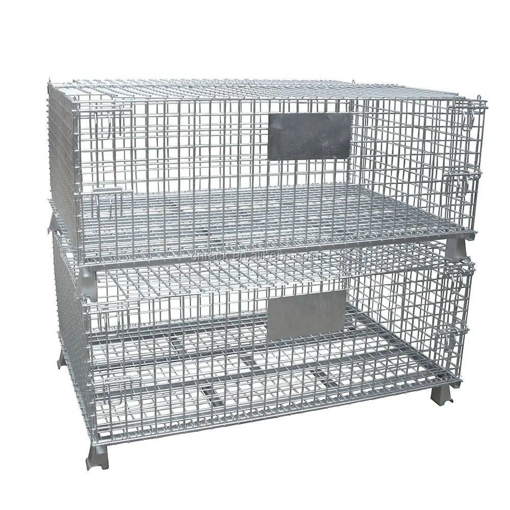 Wire rack stack cage forklifts stacking containers wholesale folding stacking cage