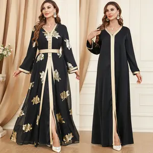 3371 высококачественное платье из фольги для стемпинга, элегантное платье из двух частей в стиле Дубай Ид Хиджаб, женское мусульманское платье