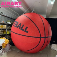 Ballon de basket gonflable géant de 2,5 m avec texture cuir, modèle de ballon de sport rouge pour la promotion d'événements sportifs