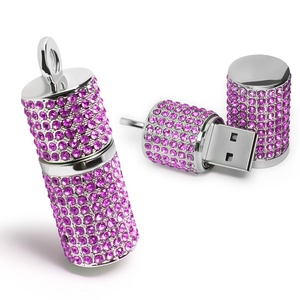 Nhà Máy Trực Tiếp Tốc Độ Cao Sáng Tạo Thời Trang Kim Loại U Đĩa Tinh Tế Hình Trụ Pha Lê Đồ Trang Sức Cho Cô Gái Bên <span class=keywords><strong>USB</strong></span> Ổ Đĩa <span class=keywords><strong>Flash</strong></span> - Product Image 3