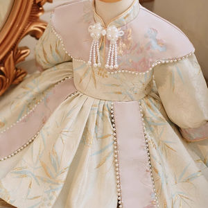 Kinder-Prinzessinnenkleid mit Schleife für Partys, Bedrucktes Kleid für Kleinkinder, Modische Baumwoll-Strickjacke für Mädchen - Product Image 4