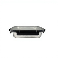 Nouveau Contenant Alimentaire Empilable en Acier Inoxydable 304 Hermétique et Antibactérien avec Couvercle Verrouillable, Design Minimaliste Moderne pour Réfrigérateur et Usage Domestique