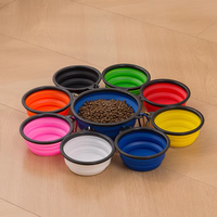 Bol pliable en silicone pour animaux de compagnie, 350 ml/1000 ml, portable, avec logo personnalisé, vente en gros du fabricant, motif uni, pour transport de nourriture chaude