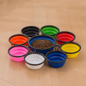 Üretici toptan özel Logo 350ml/1000ml taşınabilir Pet köpek katlanabilir silikon kase katlanabilir sıcak taşıyıcı katı desen - Product Image 5