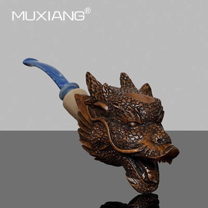 Muxiang Dragon Head Carved Tobacco Pipe Handmade Wood Smoking Accessory For Personal Gift - Product Image 4