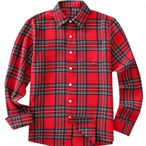 Camisa de Franela a Cuadros Roja para Hombre, Manga Larga, Corte Regular, 100% Algodón, Cuello Clásico, para Otoño, Popelina 100 - Product Image 5