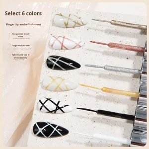 Esmalte de gel UV líquido para decoración de uñas OEM, línea de alta densidad, curado LED, borde dorado, plateado, negro, estilo francés, Flash metálico, CPNP de larga duración - Product Image 2