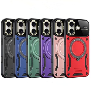 เคสโทรศัพท์สำหรับ iPhone 16 Plus, iPhone 16 Pro Max, 16e พร้อมฝาหลังป้องกันเลนส์กระจก  ฐานแม่เหล็กแบบหมุนได้ - Product Image 2