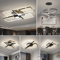 Plafonnier LED moderne encastré, dimmable avec télécommande, luminaire carré à 4 ampoules pour salon, chambre et cuisine