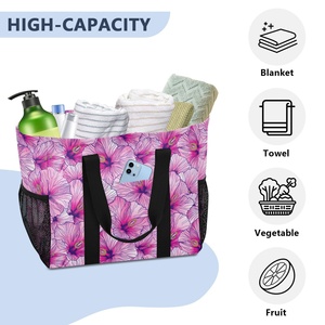 Aloha Collection Hawaii Pink Hibiscus Custom Design Reusable Grocery Standing <b>Extra</b> <b>Large</b> Utility Tote Bag Laundry Basket - Product Image 5