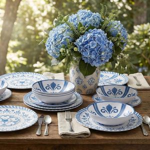 Nouvel arrivage de vaisselle : Service de table en porcelaine fine motif Feuille de Vie - Product Image 3