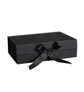 Wholesale <strong>Large</strong> Magnetic Closure Style <strong>Gift</strong> Paper Box Custom Logo Matte Black Kraft for Clothing Packaging Embossed Ribbon <strong>Bow</strong> - Product Image 3