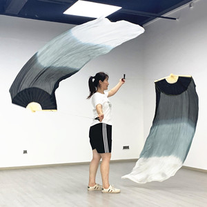 Abanico de Seda y Bambú de Alta Calidad Hecho a Mano en China, 100% Seda, 1.2m, <span class=keywords><strong>para</strong></span> Danza del Vientre, Abanico de Mano <span class=keywords><strong>para</strong></span> Espectáculos de Danza - Product Image 5