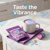 Poudre de Latte d'Igname Violette Ube, Mélange Superalimentaire de Noix de Coco, 300g, Crinière de Lion, Ashwagandha, Alternative au Café, Recette Personnalisée, Fabricant
