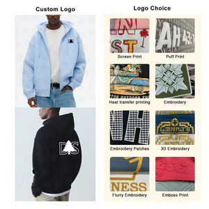 Sudaderas con capucha de alta calidad al por mayor, con cierre, forro polar, logotipo personalizado, sudadera con capucha pesada con cremallera para hombre - Product Image 6