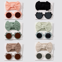 Nouveauté transfrontalière : Accessoires pour cheveux de bébé, bandeaux en nylon avec cœur et lunettes de soleil