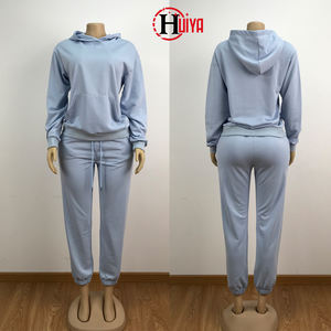 Pantaloni della tuta con Logo personalizzato con cappuccio <span class=keywords><strong>vestiti</strong></span> autunno <span class=keywords><strong>donna</strong></span> tute <span class=keywords><strong>in</strong></span> tinta unita tuta <span class=keywords><strong>in</strong></span> <span class=keywords><strong>cotone</strong></span> spugna tuta Jogger Set da <span class=keywords><strong>donna</strong></span> - Product Image 2