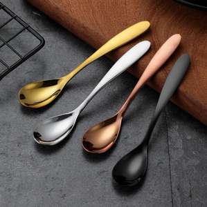 Cuchara para helado de acero inoxidable 304, color negro, rosa, dorado y plateado, logotipo personalizado, cuchara pequeña de Metal para té, postre, pastel, café, cucharas agitadoras - Product Image 3