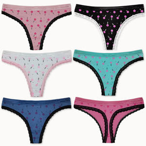 Nouvelle conception, culotte <span class=keywords><strong>string</strong></span> pour adolescente, motif de petites fleurs mignonnes, <span class=keywords><strong>string</strong></span> en coton floral pour femme, <span class=keywords><strong>string</strong></span> T-back - Product Image 2