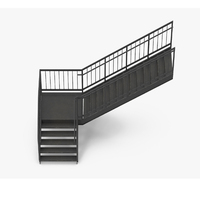 Escalier d'évacuation en métal pour extérieur, escalier préfabriqué en acier doux pour extérieur